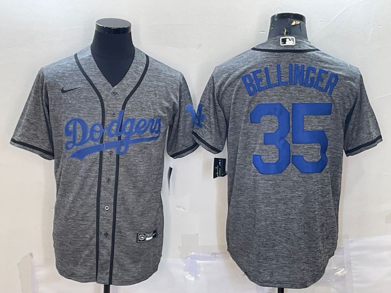 Men Los Angeles Dodgers #35 Bellinger Grey hemp ash 2022 Nike MLB Jerseys